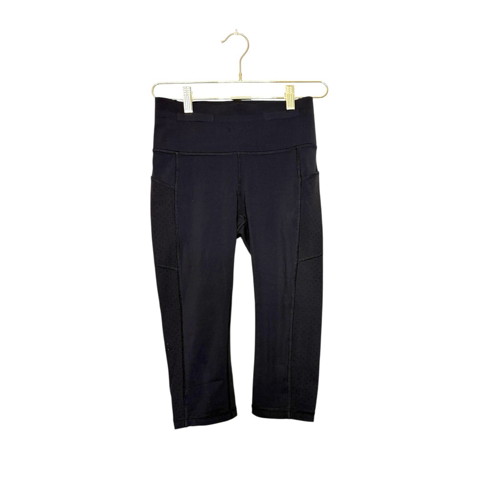 Lululemon Mind Over Miles Crop 17" Black Leggings Perforated Pockets Size 6